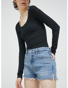 Traper kratke hlače Abercrombie & Fitch za žene, glatki materijal, visoki struk