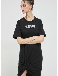 Pamučna haljina Love Moschino boja: crna, mini, ravna