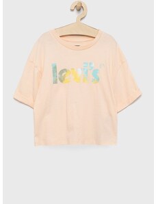 Dječja pamučna majica kratkih rukava Levi's boja: ružičasta