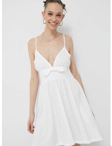 Haljina Roxy boja: bijela, mini, širi se prema dolje