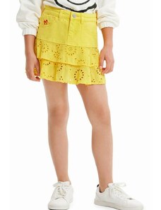 Dječja suknja Desigual boja: žuta, mini, širi se prema dolje