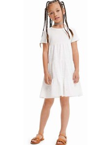 Dječja haljina Desigual boja: bijela, midi, širi se prema dolje