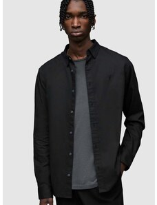 Košulja AllSaints za muškarce, boja: crna, regular, o button-down ovratnikom