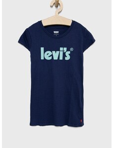 Dječja pamučna majica kratkih rukava Levi's boja: tamno plava