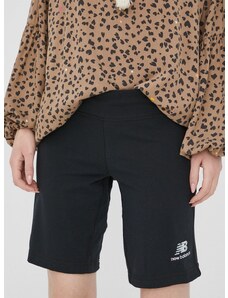 Kratke hlače New Balance za žene, boja: crna, glatki materijal, visoki struk, US21501BK-BK
