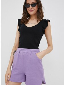 Kratke hlače Noisy May za žene, boja: ljubičasta, glatki materijal, visoki struk