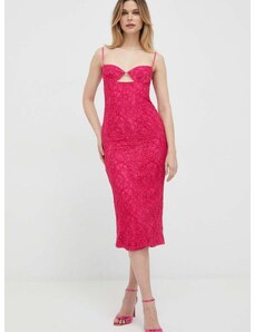 Haljina Bardot boja: ružičasta, midi, ravna