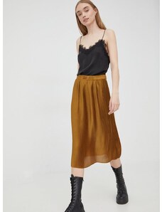 Suknja Fila boja: smeđa, midi, širi se prema dolje