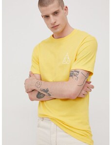 Pamučna majica HUF boja: žuta, s tiskom