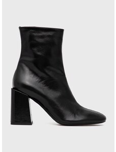 Kožne gležnjače Furla Block Boot za žene, boja: crna, s debelom petom, YD33FBK W36000 O6000