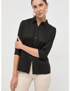 Košulja Guess za žene, boja: crna, slim, s klasičnim ovratnikom