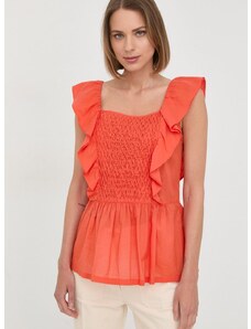 Pamučna majica Marella za žene, boja: narančasta, glatka