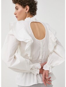 Pamučna bluza Bruuns Bazaar za žene, boja: bijela