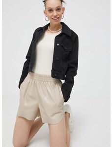 Kratke hlače Abercrombie & Fitch za žene, boja: bež, glatki materijal, visoki struk
