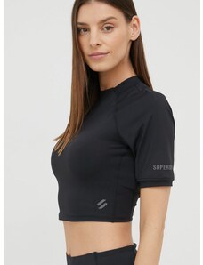 Majica kratkih rukava Superdry za žene, boja: crna