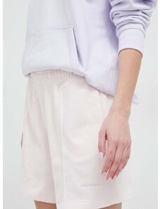 Pamučne kratke hlače New Balance boja: ružičasta, glatki materijal, visoki struk