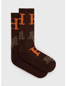 Čarape HUF X Trasher za muškarce, boja: smeđa
