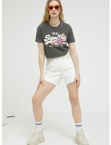 Traper kratke hlače Abercrombie & Fitch za žene, boja: bež, glatki materijal, visoki struk