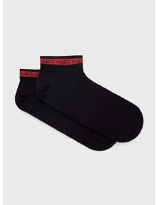Čarape HUGO (2-pack) za muškarce, boja: crna