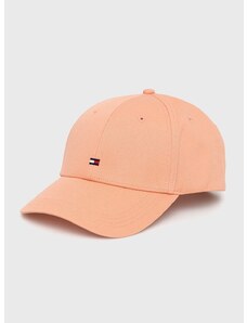 Pamučna kapa Tommy Hilfiger boja: narančasta, glatka