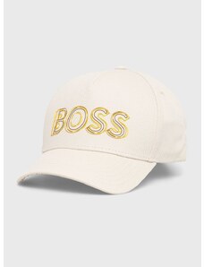 Boss Green Pamučna kapa BOSS Boss Athleisure boja: bež, s tiskom