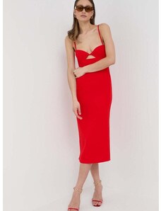 Haljina Bardot boja: crvena, midi, ravna