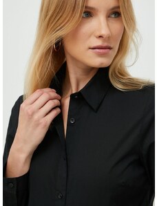 Košulja Sisley za žene, boja: crna, regular, s klasičnim ovratnikom