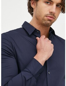 Košulja Sisley za muškarce, boja: tamno plava, slim, s klasičnim ovratnikom