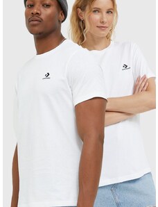 Pamučna majica Converse boja: bijela, jednobojni model, 10023876.A01-WHITE