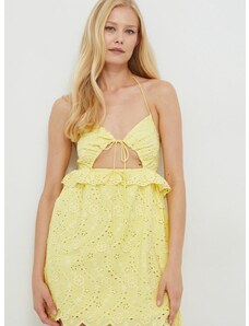 Haljina For Love & Lemons boja: žuta, mini, širi se prema dolje