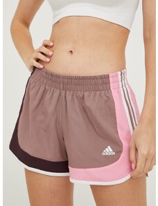 Kratke hlače za trčanje adidas Performance Marathon 20 za žene, boja: ljubičasta, s uzorkom, srednje visoki struk