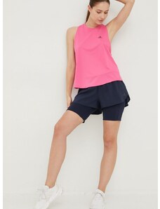 Kratke hlače za trčanje adidas Performance Run Icons za žene, boja: tamno plava, glatki materijal, srednje visoki struk