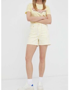Kratke hlače Wrangler za žene, boja: žuta, s uzorkom, visoki struk