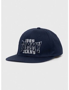 Pamučna kapa sa šiltom Tommy Jeans boja: tamno plava, s aplikacijom