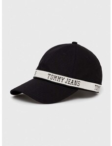 Pamučna kapa sa šiltom Tommy Jeans boja: crna, s tiskom