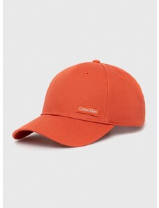 Pamučna kapa sa šiltom Calvin Klein boja: narančasta, s aplikacijom