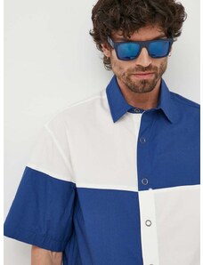 Pamučna košulja United Colors of Benetton za muškarce, boja: tamno plava, relaxed, s klasičnim ovratnikom