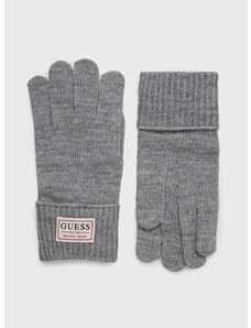 Rukavice s primjesom vune Guess za muškarce, boja: siva