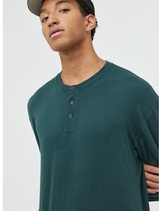 Pamučna majica dugih rukava Abercrombie & Fitch boja: zelena, jednobojni model