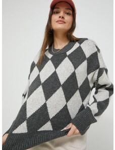 Pulover s dodatkom vune Abercrombie & Fitch za žene, boja: siva,