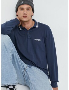 Majica dugih rukava Abercrombie & Fitch za muškarce, boja: tamno plava, jednobojni model