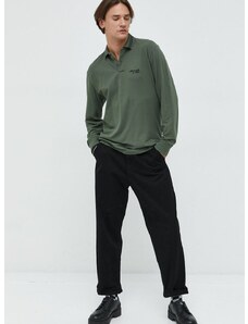 Majica dugih rukava Abercrombie & Fitch za muškarce, boja: zelena, jednobojni model