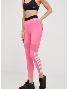 Tajice za trening adidas Performance Hyperglam 3-stripes za žene, boja: ružičasta, s tiskom