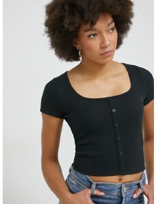 Majica kratkih rukava Hollister Co. za žene, boja: crna
