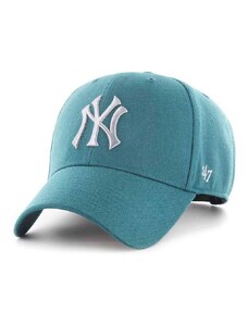 Pamučna kapa sa šiltom 47 brand Mlb New York Yankees boja: zelena, s aplikacijom