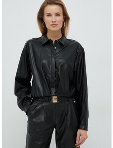 Košulja Dkny za žene, boja: crna, regular, s klasičnim ovratnikom