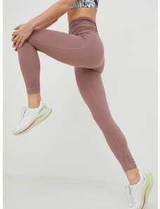 Tajice za jogu adidas Performance Studio Gathered za žene, boja: ljubičasta, glatki materijal