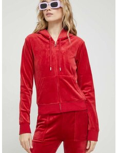 Dukserica Juicy Couture Robertson za žene, boja: crvena, s kapuljačom, glatka