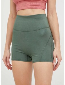 Kratke hlače za jogu adidas Performance Studio Lux Fire za žene, boja: zelena, glatki materijal, visoki struk