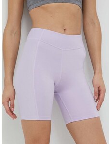 Kratke hlače za jogu Reebok za žene, boja: ljubičasta, glatki materijal, visoki struk